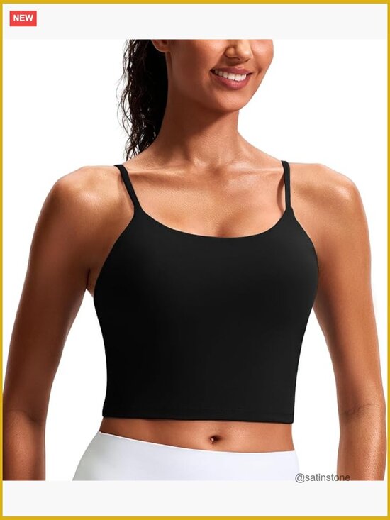 Other - Smooth Scoop Neck Crop Tank Top Longline Workout Sports Bra Padded Yoga